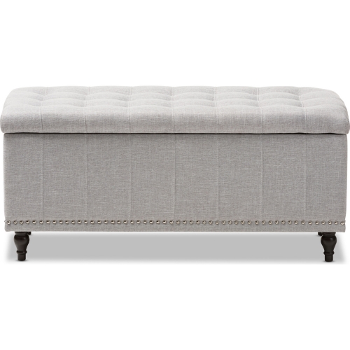 Kaylee Storage Ottoman Bench in Tufted Gray Beige Fabric